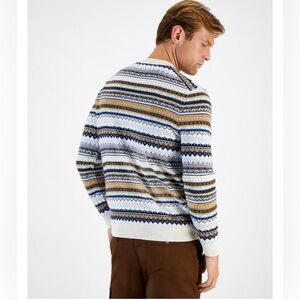 Club Room Men's Stripe Merino Crewneck Sweater- Size Small